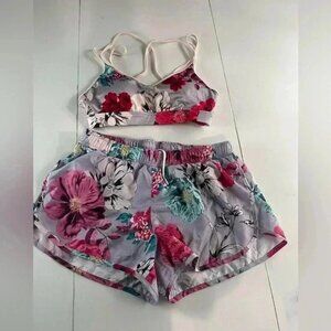 Small floral  athletic short and sports bra set
